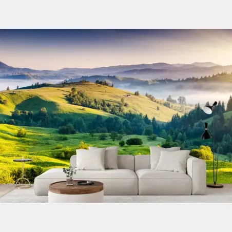 Papier peint coucher de soleil majestueux dans les Carpates, Ukraine – Wallnifity®