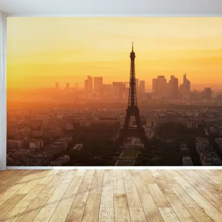 Papier peint coucher de soleil sur la Tour Eiffel – Wallnifity®