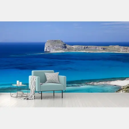 Papier peint lagon turquoise et falaise majestueuse – Wallnifity®