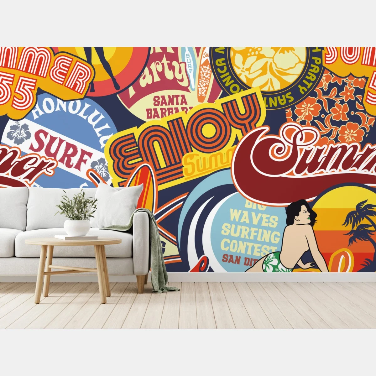 Papier peint collage surf rétro coloré – Wallnifity® Papier peint collage surf rétro coloré – Wallnifity®