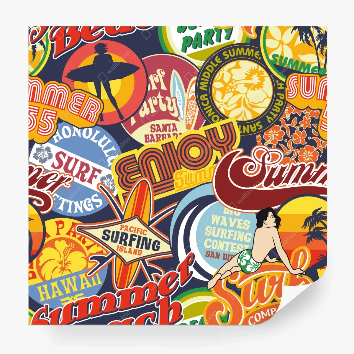 Papier peint collage surf rétro coloré – Wallnifity® Papier peint collage surf rétro coloré – Wallnifity®