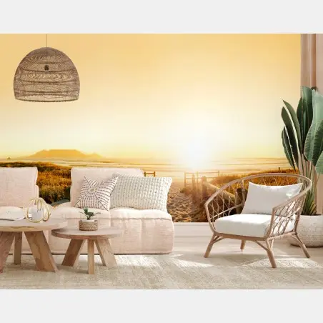 Papier peint coucher de soleil doré sur Table Mountain – Wallnifity®