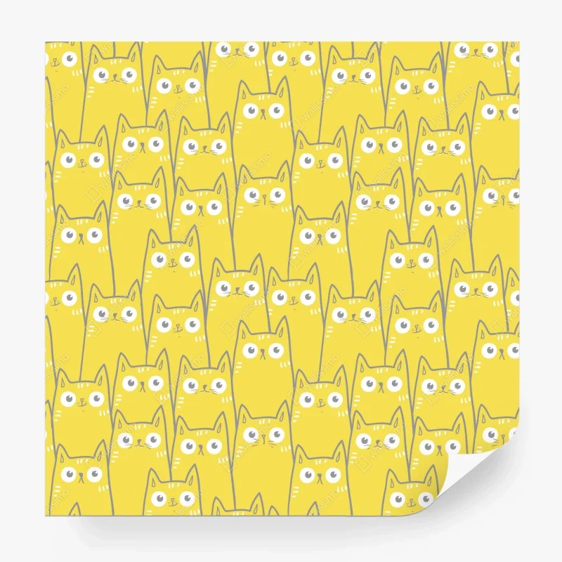 Papier peint motif chats jaunes mignons et graphiques – Wallnifity® Papier peint motif chats jaunes mignons et graphiques – Wallnifity®