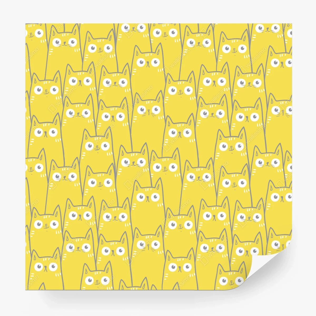 Papier peint motif chats jaunes mignons et graphiques – Wallnifity® Papier peint motif chats jaunes mignons et graphiques – Wallnifity®