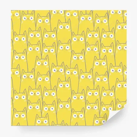 Papier peint motif chats jaunes mignons et graphiques – Wallnifity®