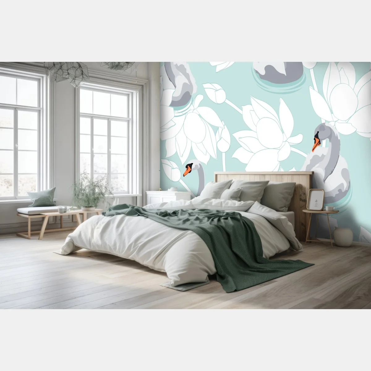 Papier peint douceur de cygnes sur fond pastel – Wallnifity® Papier peint douceur de cygnes sur fond pastel – Wallnifity®