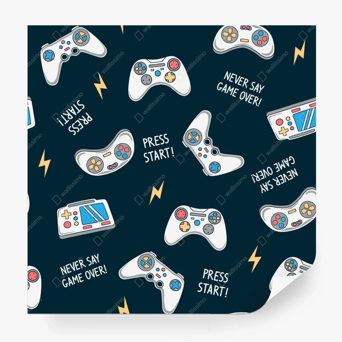 Papier peint motif manettes de jeux vidéo rétro et slogans ludiques – Wallnifity® Papier peint motif manettes de jeux vidéo rétro et slogans ludiques – Wallnifity®