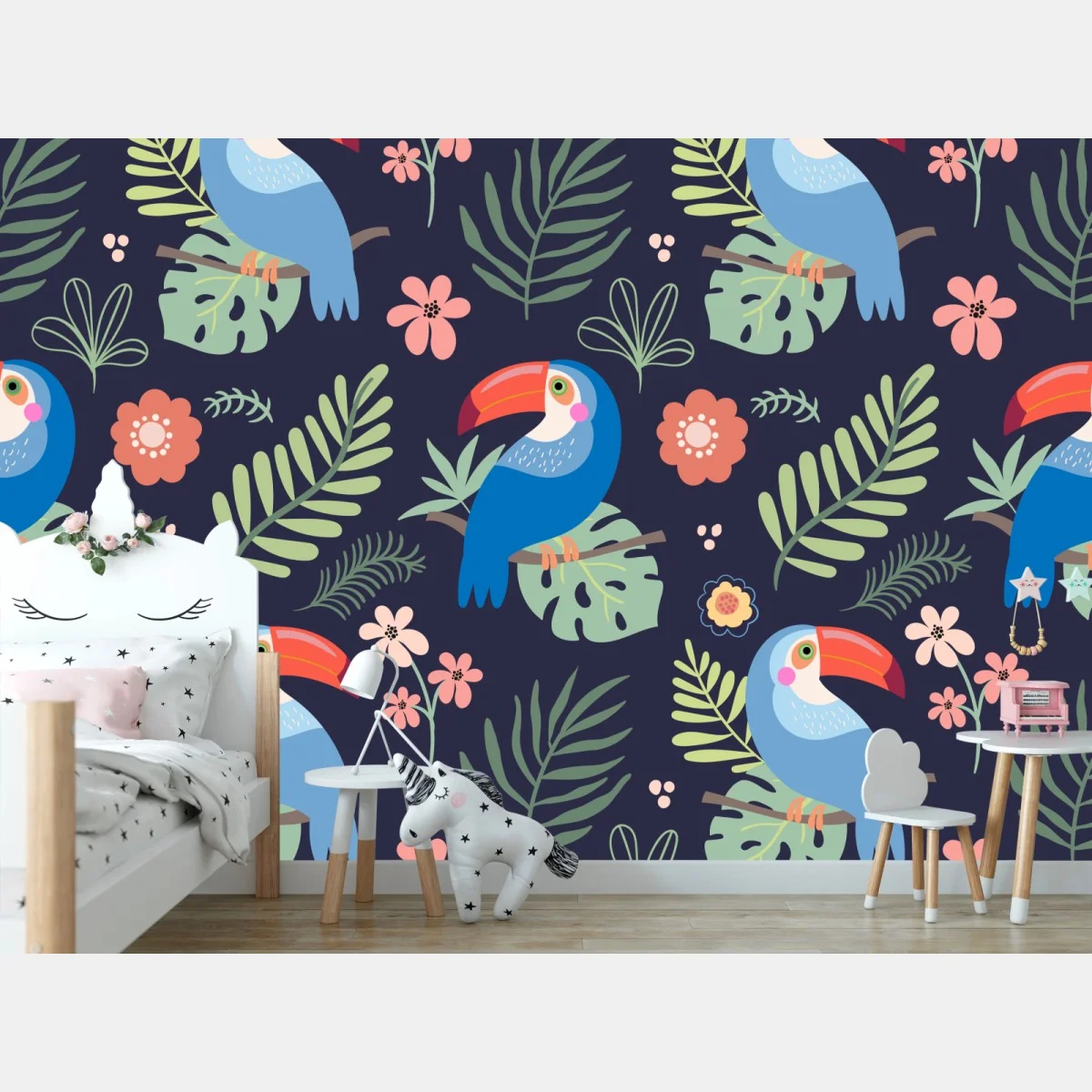 Papier peint motif tropical de toucans et de feuillages – Wallnifity® Papier peint motif tropical de toucans et de feuillages – Wallnifity®