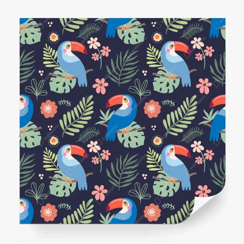 Papier peint motif tropical de toucans et de feuillages – Wallnifity® Papier peint motif tropical de toucans et de feuillages – Wallnifity®
