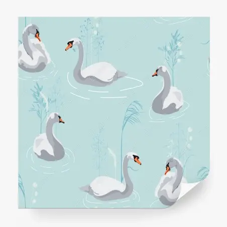 Papier peint cygnes sur fond bleu pastel – Wallnifity®