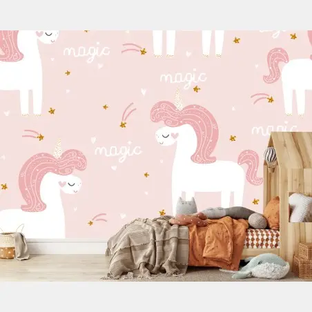 Papier peint rêve de licorne rose – Wallnifity®