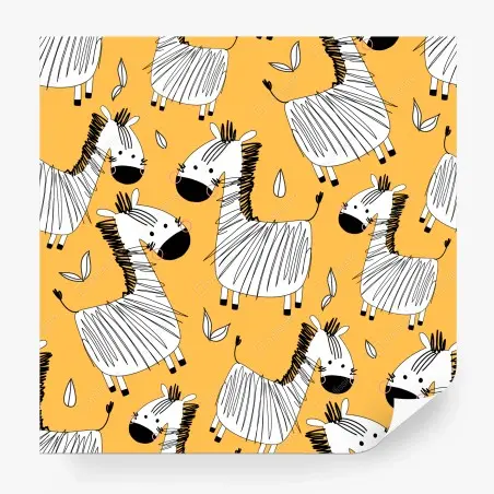 Papier peint motif zèbres joyeux sur fond jaune – Wallnifity®