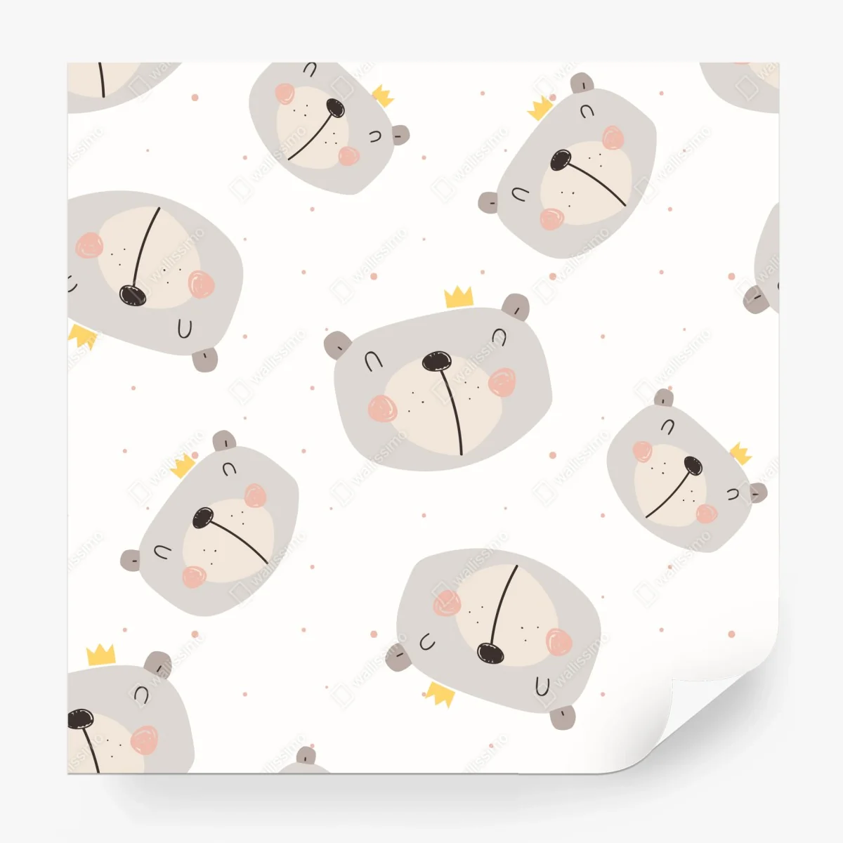Papier peint motif oursons couronnés aux tons pastels – Wallnifity® Papier peint motif oursons couronnés aux tons pastels – Wallnifity®