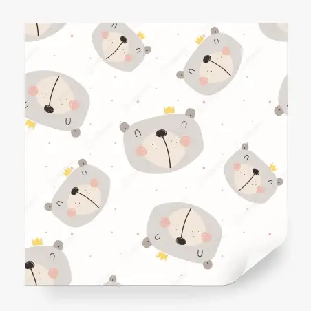 Papier peint motif oursons couronnés aux tons pastels – Wallnifity®