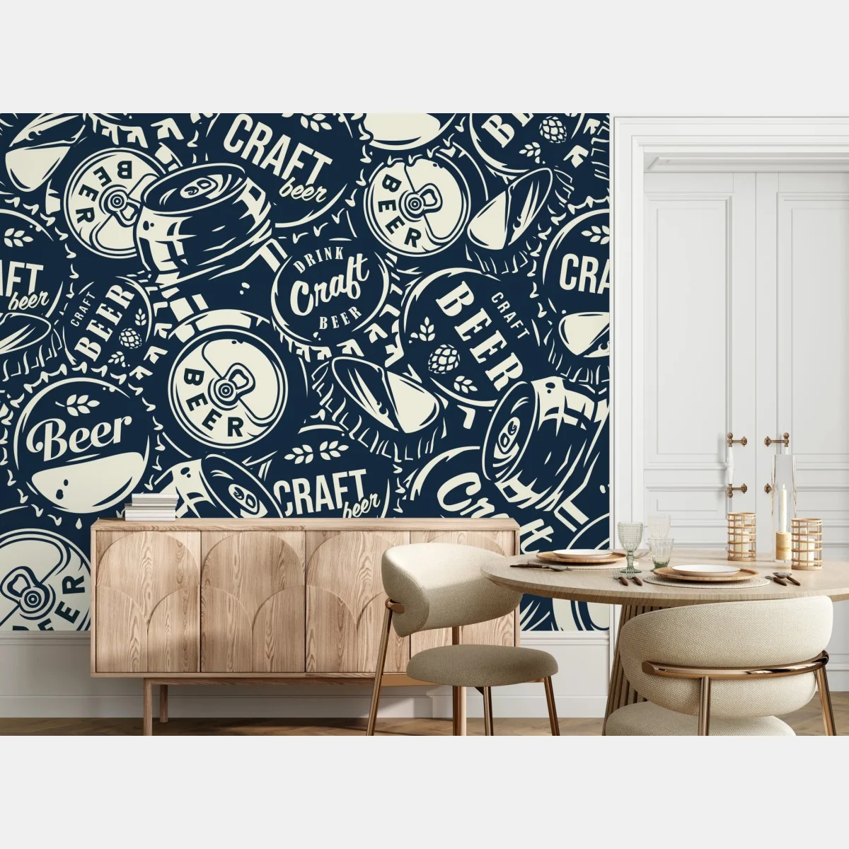 Papier peint motif bière artisanale rétro et graphique – Wallnifity® Papier peint motif bière artisanale rétro et graphique – Wallnifity®