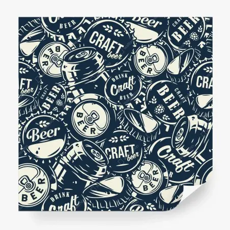 Papier peint motif bière artisanale rétro et graphique – Wallnifity®