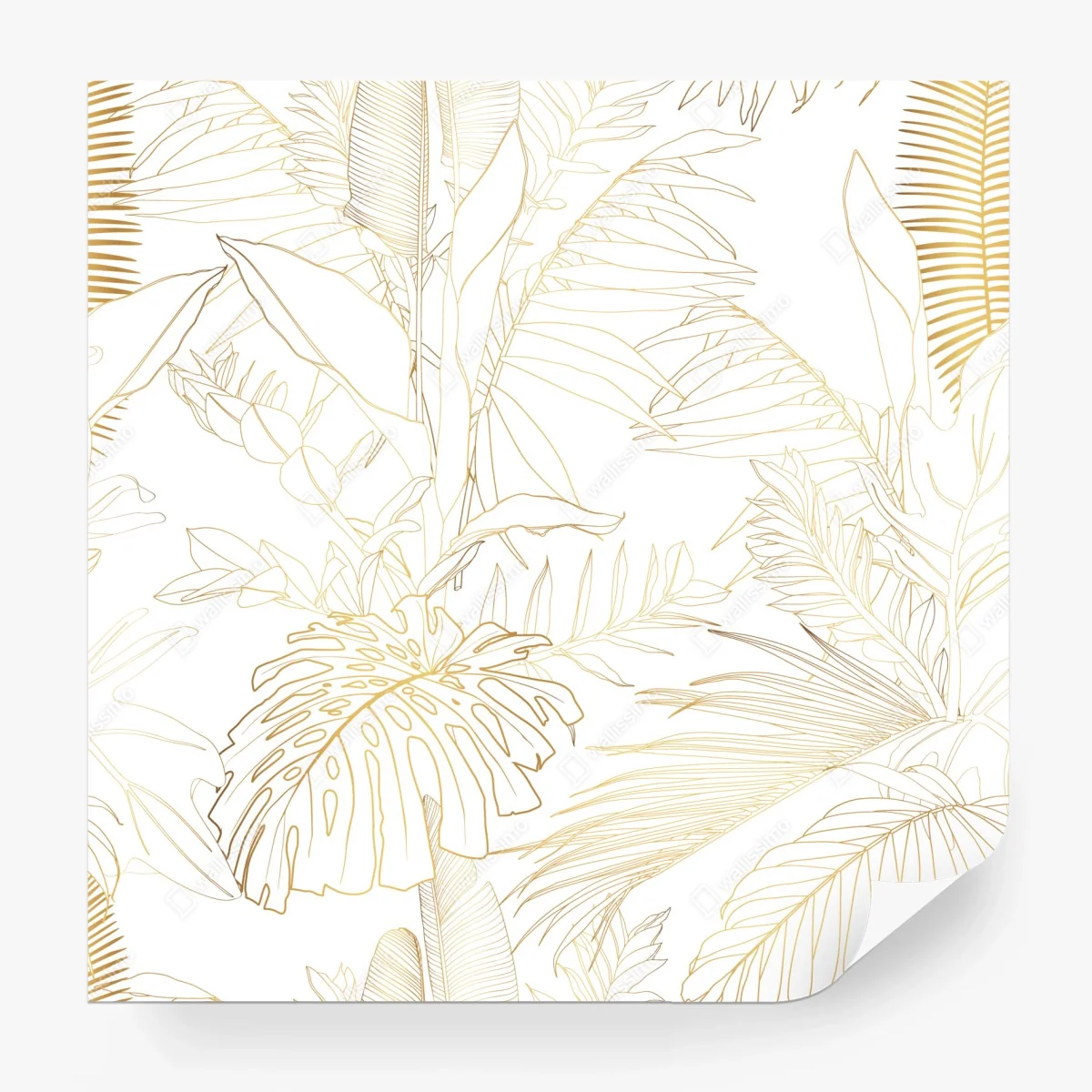 Papier peint motif botanique doré de feuilles tropicales – Wallnifity® Papier peint motif botanique doré de feuilles tropicales – Wallnifity®