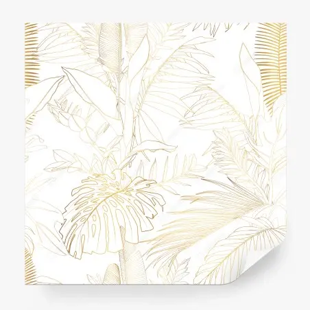 Papier peint motif botanique doré de feuilles tropicales – Wallnifity®