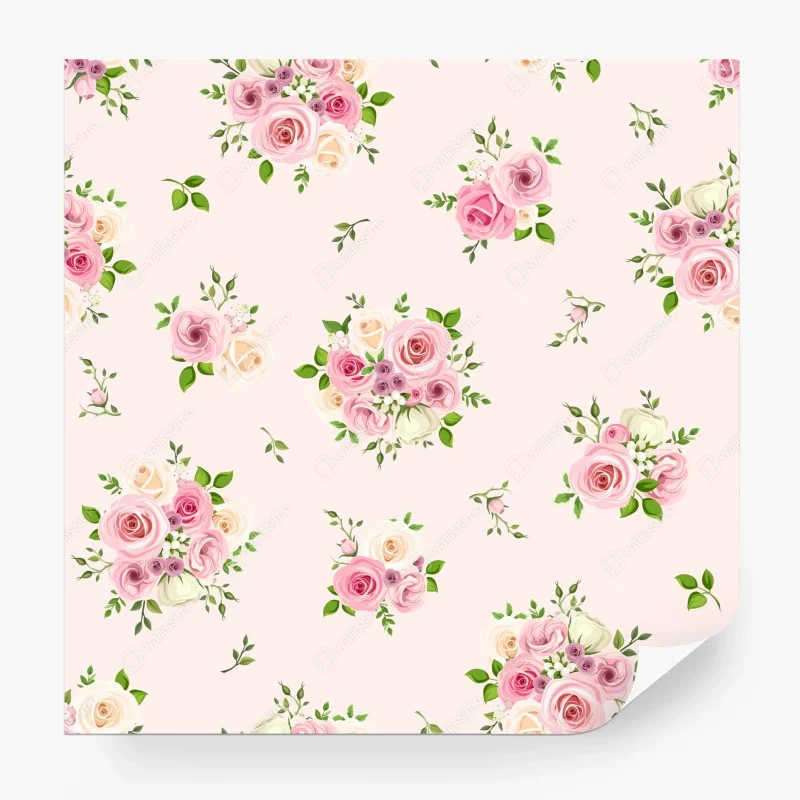 Papier peint motif floral romantique aux roses pastel – Wallnifity® Papier peint motif floral romantique aux roses pastel – Wallnifity®