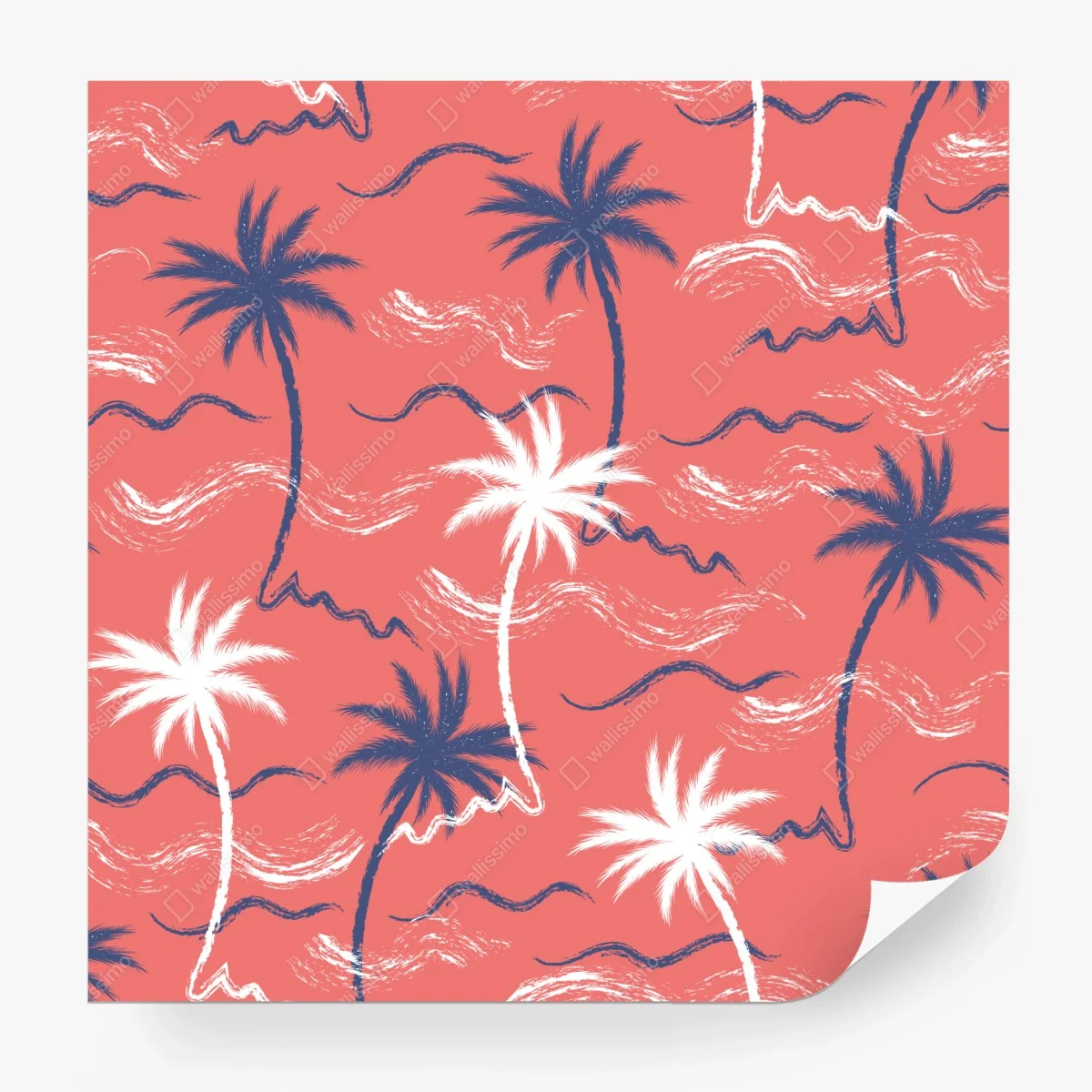 Papier peint motif tropical palmiers sur fond corail – Wallnifity® Papier peint motif tropical palmiers sur fond corail – Wallnifity®
