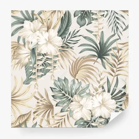 Papier peint motif botanique tropical tons sable et vert sauge – Wallnifity®