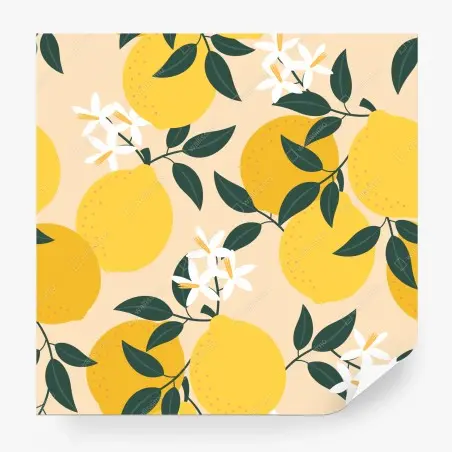 Papier peint motif citron en fleurs – Wallnifity®