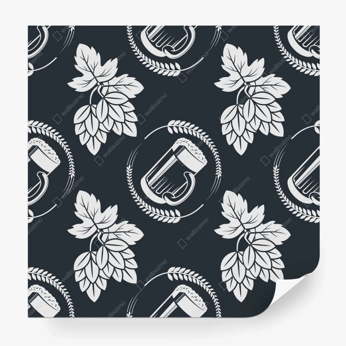 Papier peint motif houblon et chope de bière rétro – Wallnifity® Papier peint motif houblon et chope de bière rétro – Wallnifity®