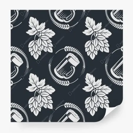 Papier peint motif houblon et chope de bière rétro – Wallnifity®