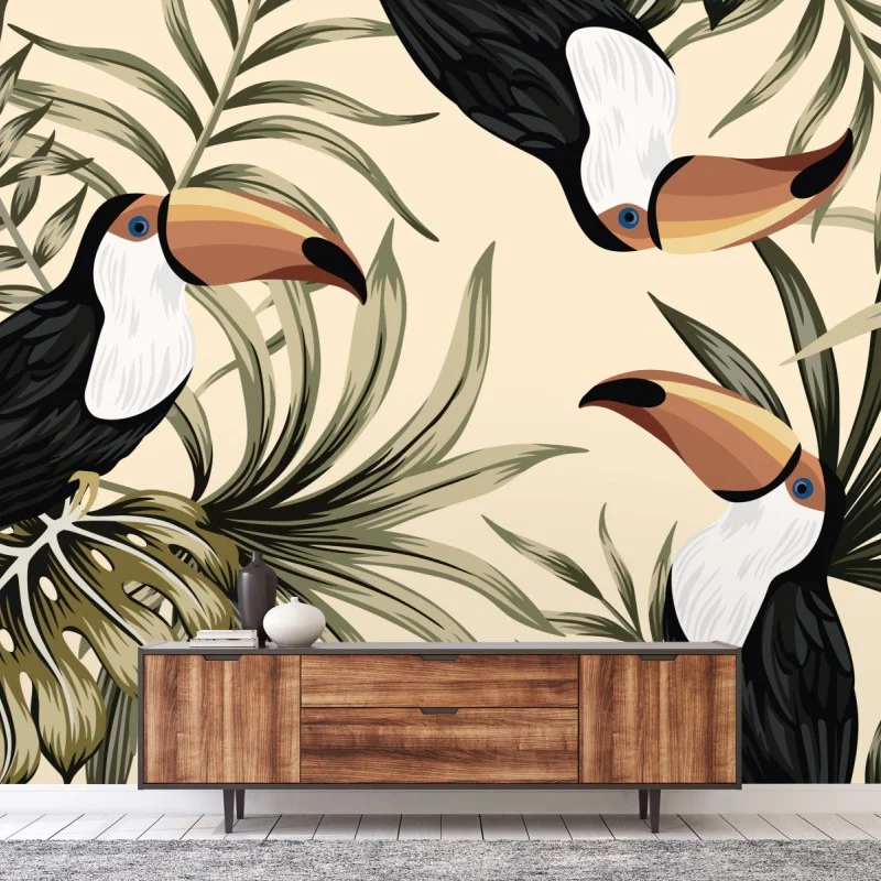 Papier peint toucans tropicaux et feuillages – Wallnifity® Papier peint toucans tropicaux et feuillages – Wallnifity®