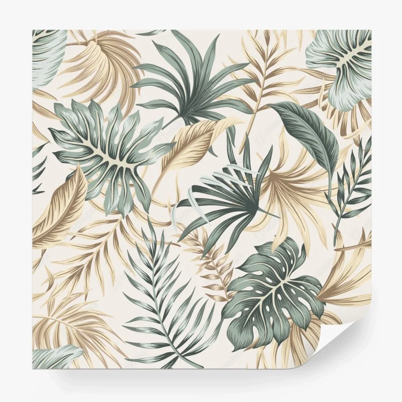 Papier peint motif feuillage tropical aux tons naturels – Wallnifity® Papier peint motif feuillage tropical aux tons naturels – Wallnifity®