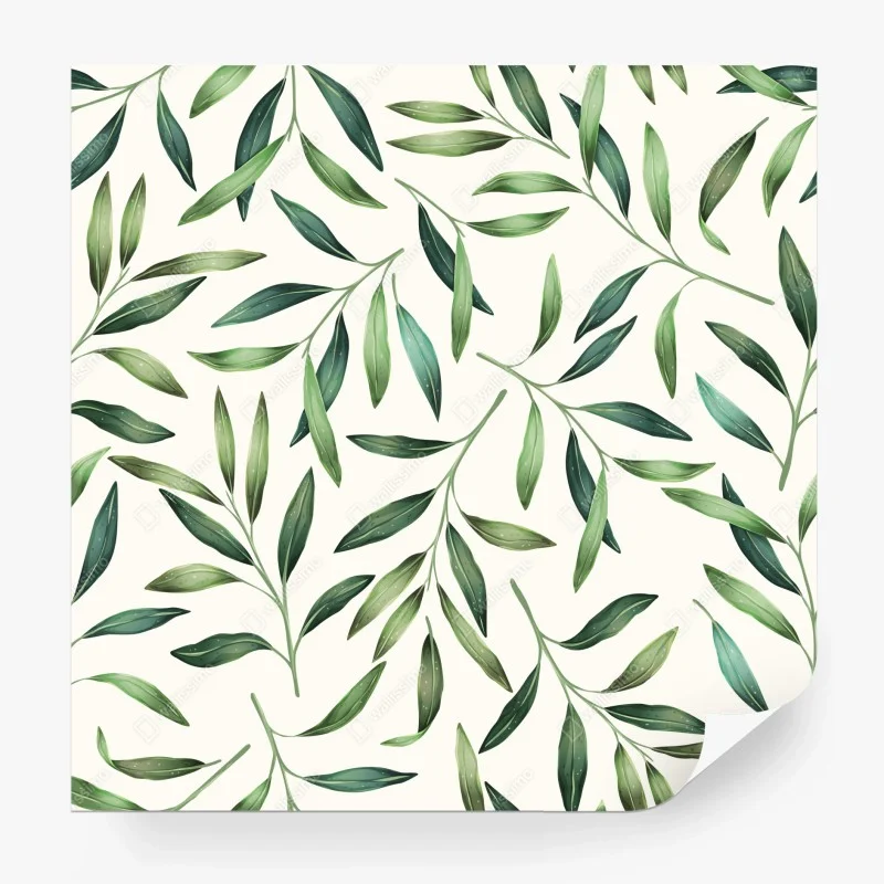 Papier peint motif de feuillage vert en aquarelle – Wallnifity®