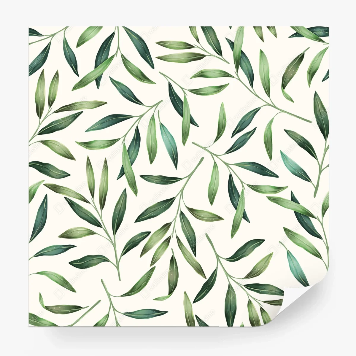 Papier peint motif de feuillage vert en aquarelle – Wallnifity®