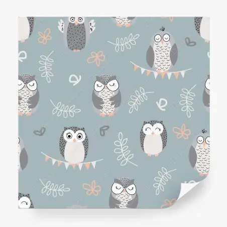 Papier peint motif chouettes pastel pour chambre d'enfant – Wallnifity®