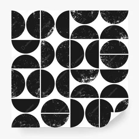 Papier peint motif géométrique de cercles noirs et blancs texturés – Wallnifity®