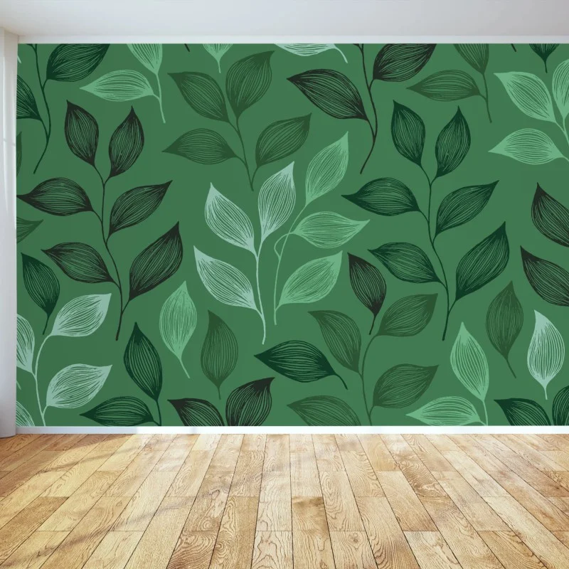Papier peint motif botanique feuilles stylisées – Wallnifity® Papier peint motif botanique feuilles stylisées – Wallnifity®