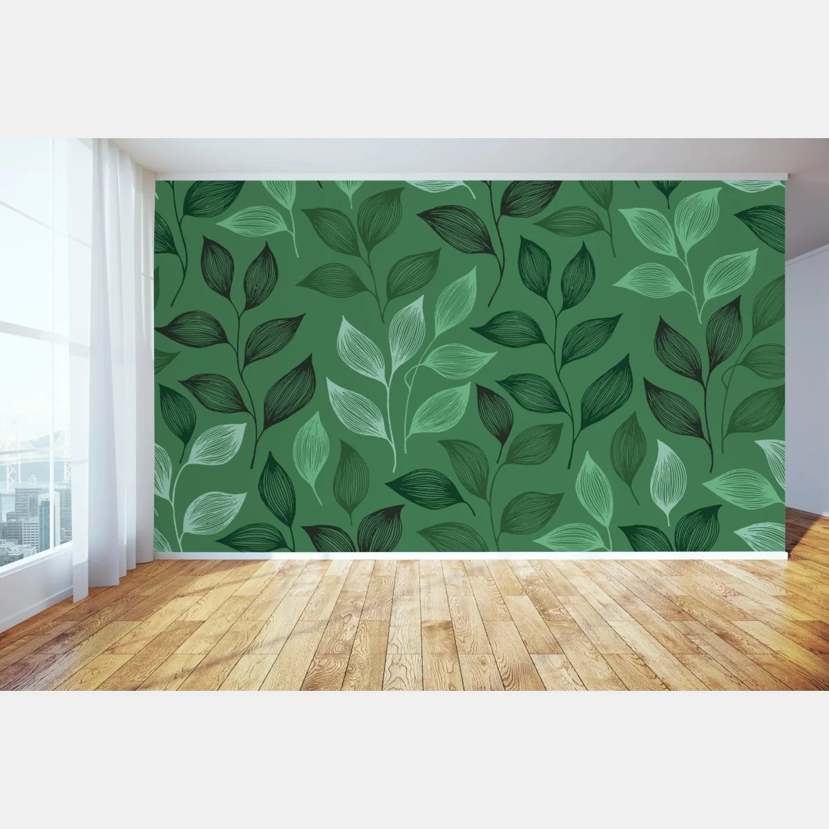 Papier peint motif botanique feuilles stylisées – Wallnifity® Papier peint motif botanique feuilles stylisées – Wallnifity®