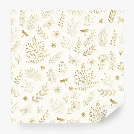 Papier peint motif botanique doré minimaliste – Wallnifity®