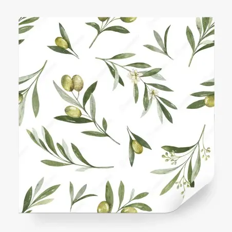 Papier peint motif d'olivier à l'aquarelle pour déco murale – Wallnifity®