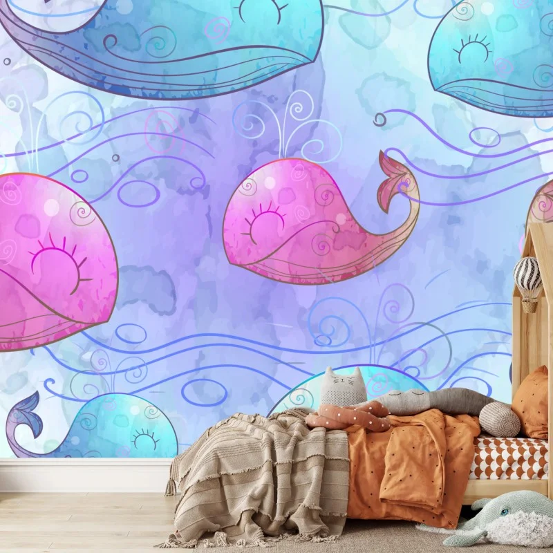 Papier peint rêve de baleines aquarelle – Wallnifity® Papier peint rêve de baleines aquarelle – Wallnifity®
