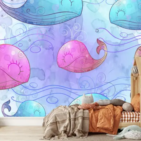 Papier peint rêve de baleines aquarelle – Wallnifity®