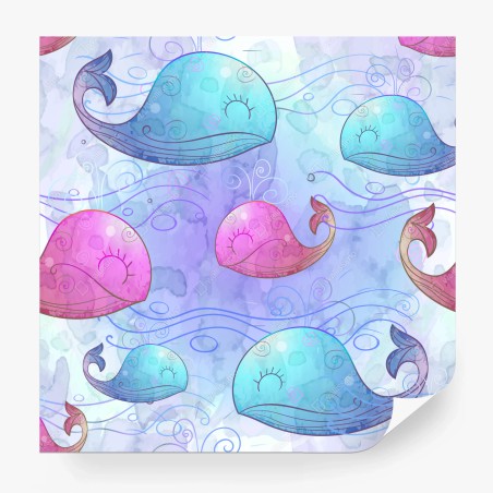 Papier peint rêve de baleines aquarelle – Wallnifity®