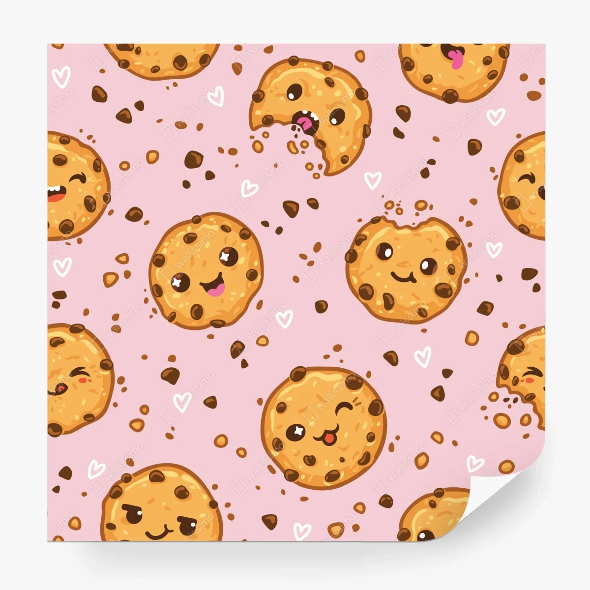 Papier peint motif biscuits kawaii sur fond rose – Wallnifity® Papier peint motif biscuits kawaii sur fond rose – Wallnifity®