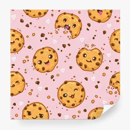 Papier peint motif biscuits kawaii sur fond rose – Wallnifity®