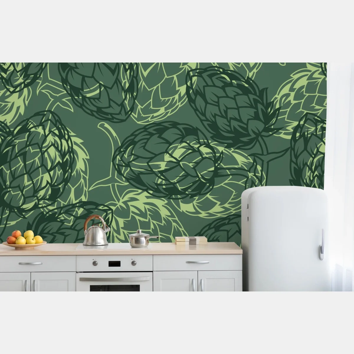 Papier peint motif botanique de houblon vert – Wallnifity® Papier peint motif botanique de houblon vert – Wallnifity®