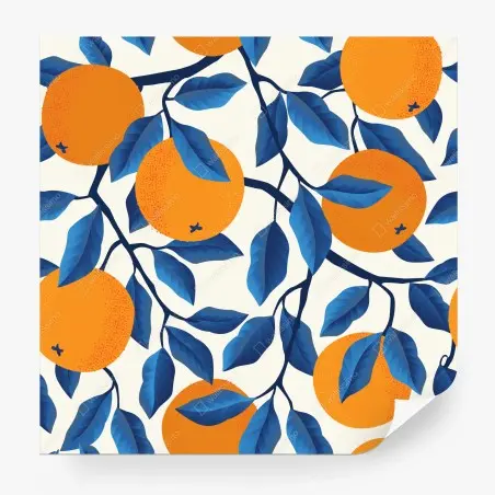 Papier peint jardin d'orangers stylisé – Wallnifity®