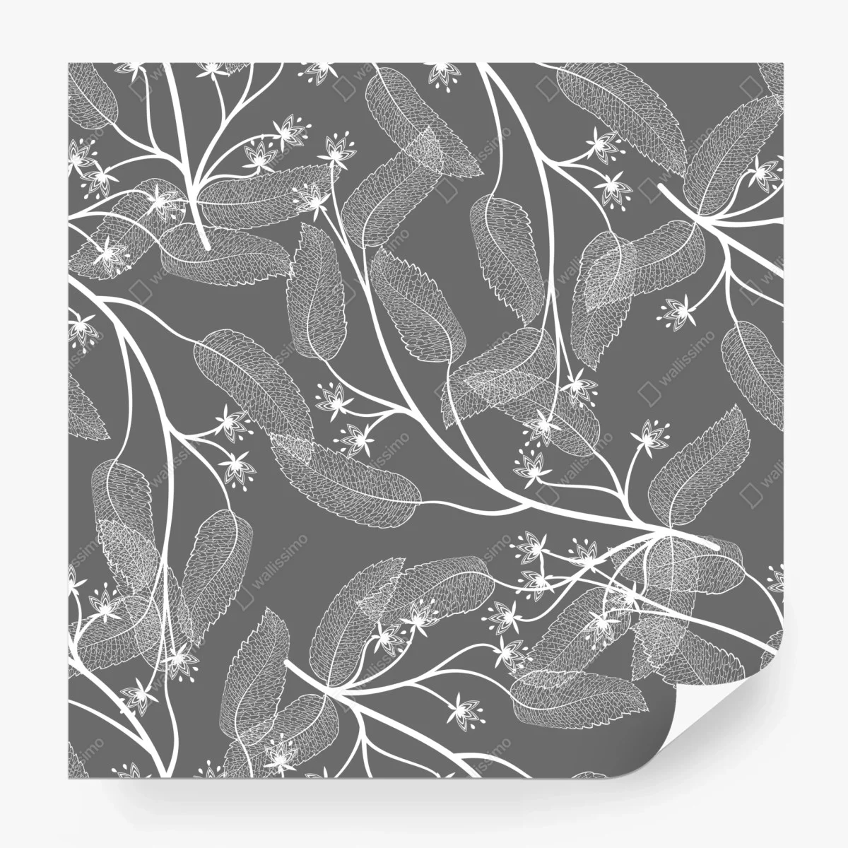 Papier peint motif floral minimaliste en gris et blanc – Wallnifity® Papier peint motif floral minimaliste en gris et blanc – Wallnifity®