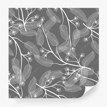 Papier peint motif floral minimaliste en gris et blanc – Wallnifity®