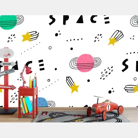 Papier peint motif espace coloré pour chambre d'enfant – Wallnifity®
