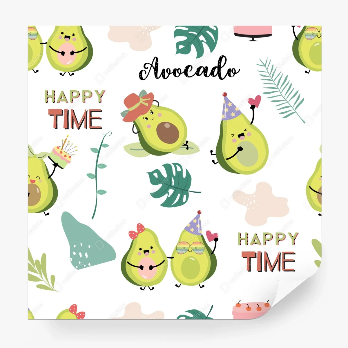 Papier peint motif d'avocats mignons et festifs – Wallnifity® Papier peint motif d'avocats mignons et festifs – Wallnifity®