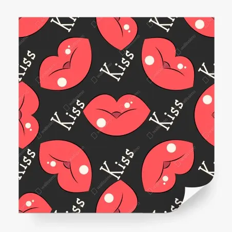 Papier peint motif lèvres rouges pop art sur fond noir – Wallnifity®